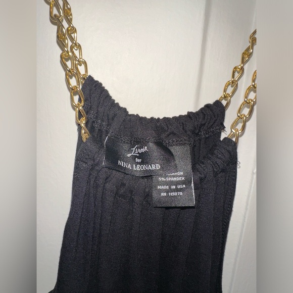 Black Maxi Dress with Gold Chain Straps - Picture 3 of 4